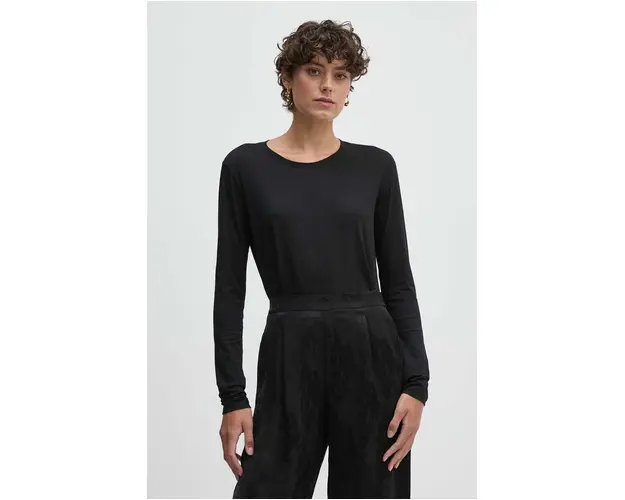 Sisley longsleeve femei, culoarea negru