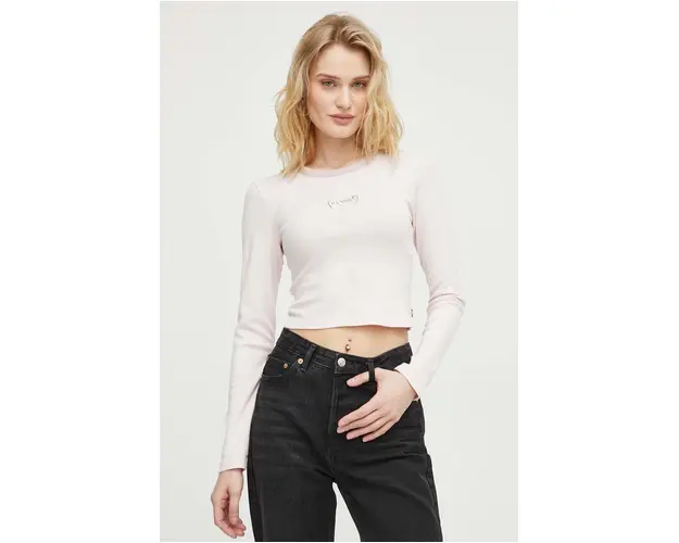 Levi's longsleeve din bumbac culoarea roz