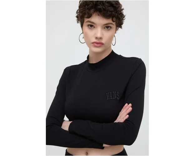 Vans longsleeve femei, culoarea negru, cu turtleneck