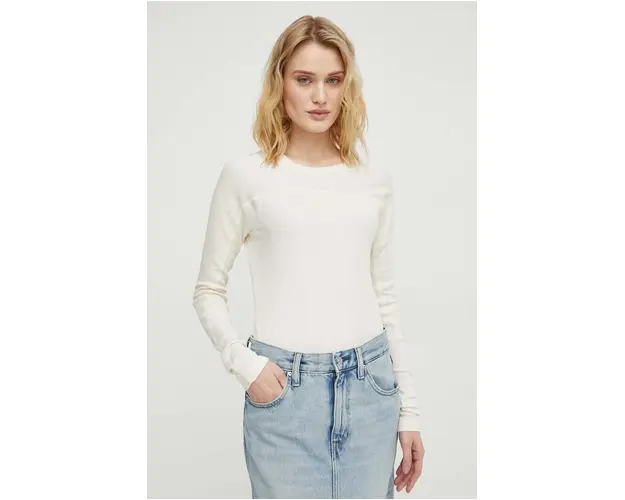 G-Star Raw longsleeve din bumbac culoarea bej