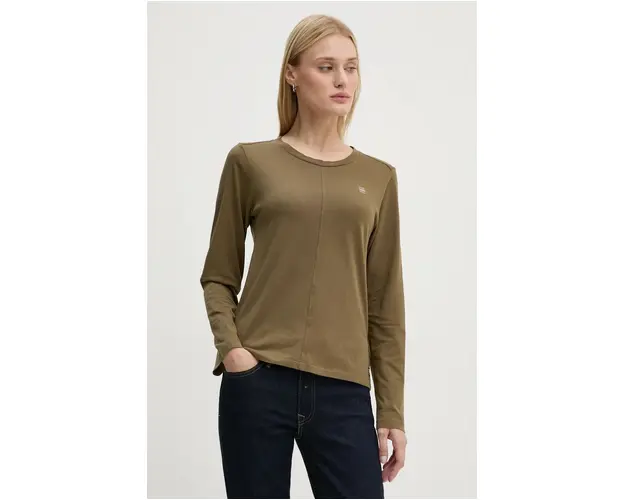 G-Star Raw longsleeve din bumbac culoarea verde