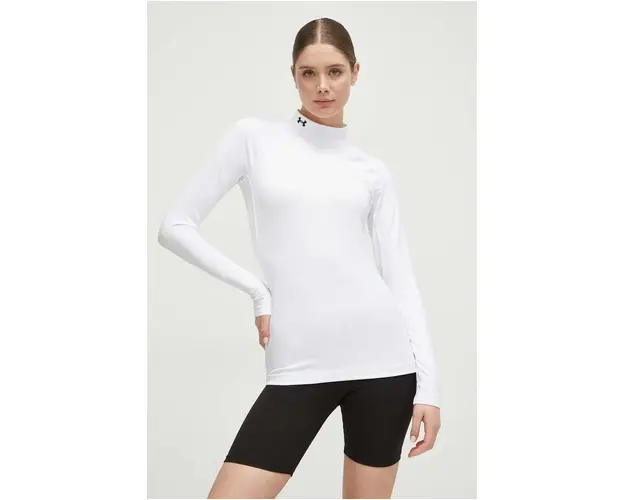 Under Armour maneca lunga de antrenament ColdGear Authentics culoarea alb, cu turtleneck