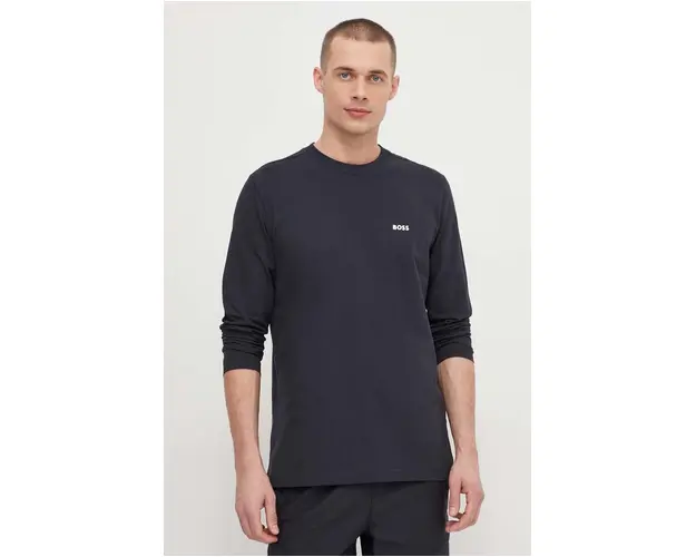 Boss Green longsleeve barbati, culoarea albastru marin, neted, 50506365
