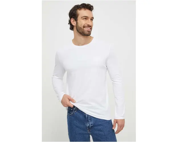 BOSS longsleeve lounge culoarea alb, uni 50515390
