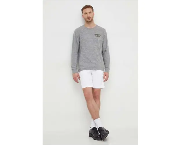 Pepe Jeans longsleeve din bumbac culoarea gri, cu imprimeu