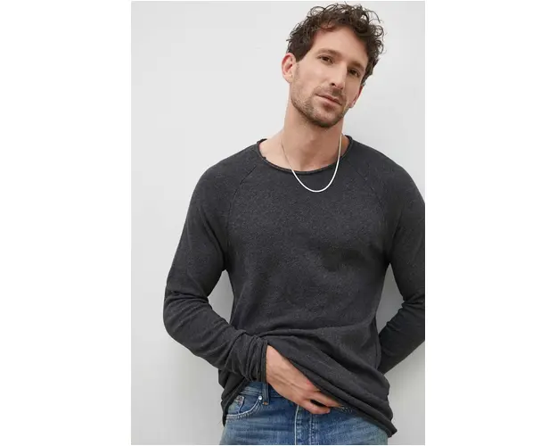 American Vintage longsleeve din bumbac culoarea alb, neted