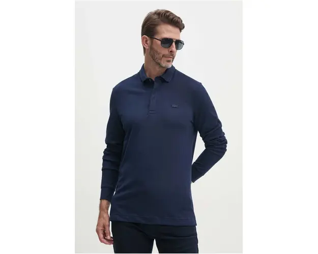 Lacoste longsleeve barbati, culoarea albastru marin, neted, PH2481