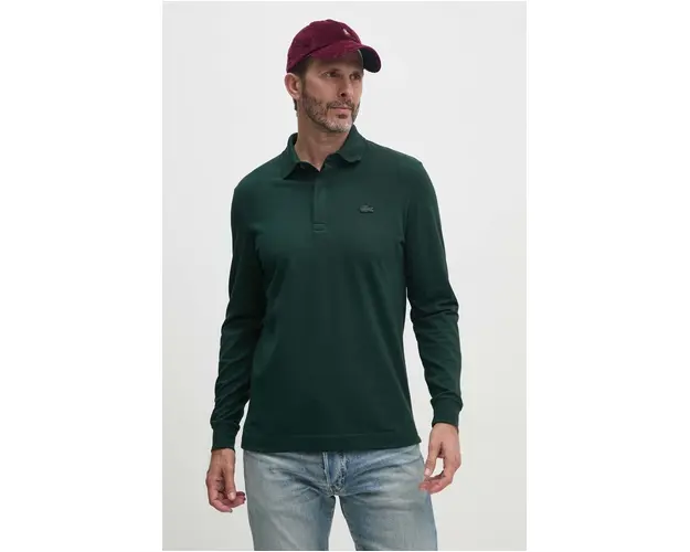 Lacoste longsleeve barbati, culoarea verde, neted, PH2481