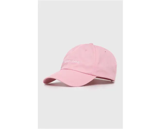 Tommy Jeans sapca de baseball din bumbac culoarea roz, uni AW0AW15845