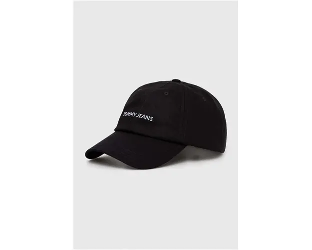 Tommy Jeans sapca de baseball din bumbac culoarea negru, uni AW0AW15845