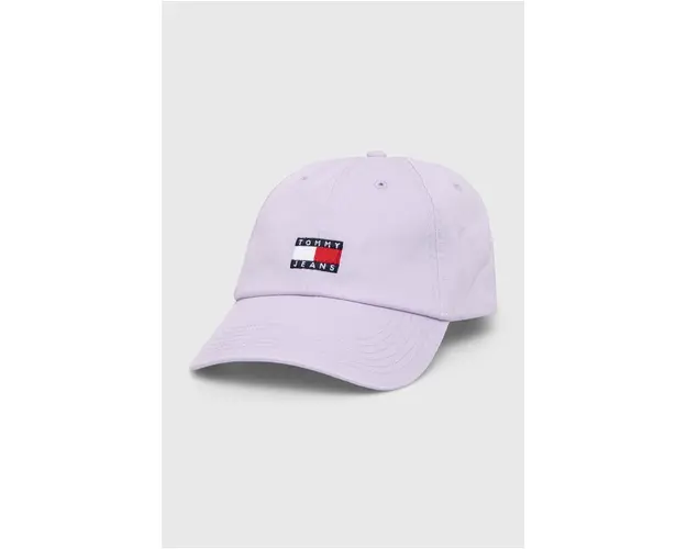Tommy Jeans sapca de baseball din bumbac culoarea violet, cu imprimeu AW0AW15848