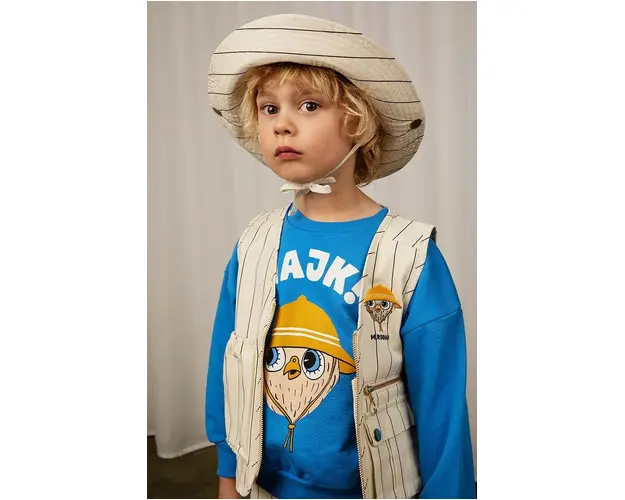 Mini Rodini palarie din bumbac pentru copii Feather hike culoarea alb, bumbac