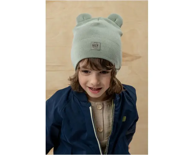 Jamiks caciula de bumbac pentru copii BATUMI culoarea verde, bumbac, din tesatura neteda