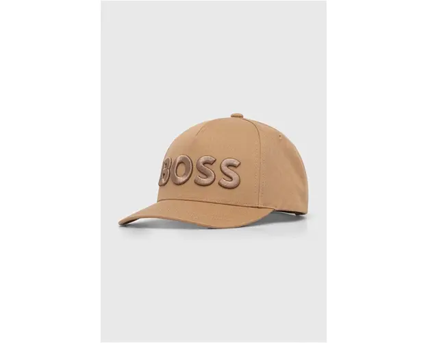 BOSS sapca culoarea bej, cu imprimeu 50502178