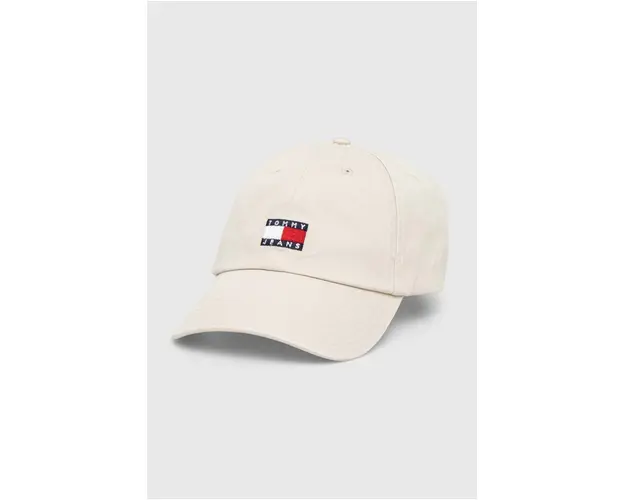 Tommy Jeans sapca de baseball din bumbac culoarea bej, cu imprimeu AM0AM12020