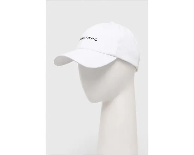 Tommy Jeans sapca de baseball din bumbac culoarea alb, cu model AM0AM12024