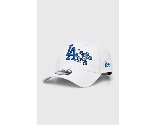 New Era sapca de baseball din bumbac culoarea alb, cu imprimeu, LOS ANGELES DODGERS