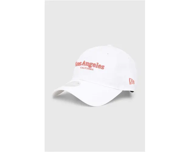 New Era sapca de baseball din bumbac culoarea alb, cu imprimeu