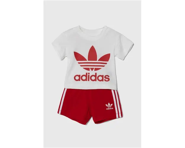 adidas Originals set de bumbac pentru bebelusi culoarea rosu