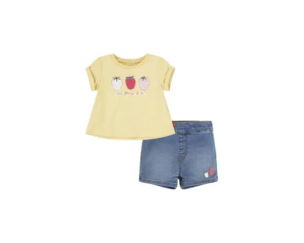 Levi's compleu bebe LVG FRUITY TEE & SHORT SET culoarea galben