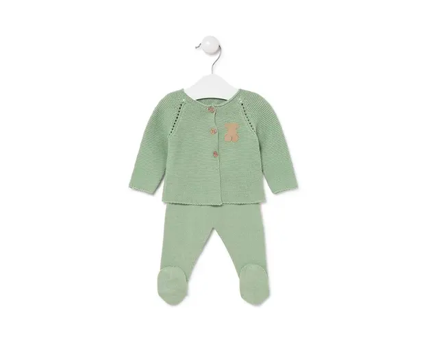 Tous set de bumbac pentru bebelusi culoarea verde