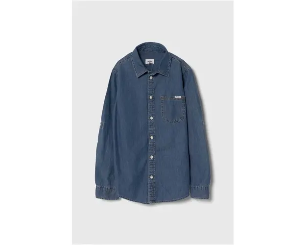 Pepe Jeans camasa de bumbac pentru copii PORTEZ JR culoarea albastru marin