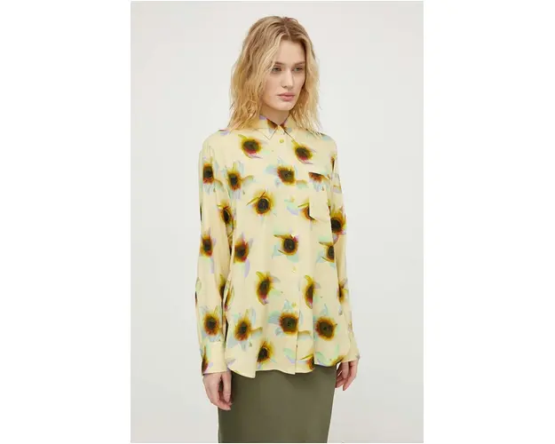 PS Paul Smith camasa femei, culoarea galben, cu guler clasic, regular