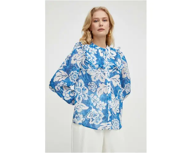 Luisa Spagnoli camasa femei, cu guler stand-up, regular