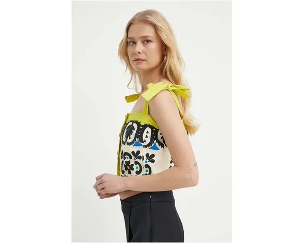 Luisa Spagnoli bluza din bumbac BESANA culoarea bej, modelator, 540847