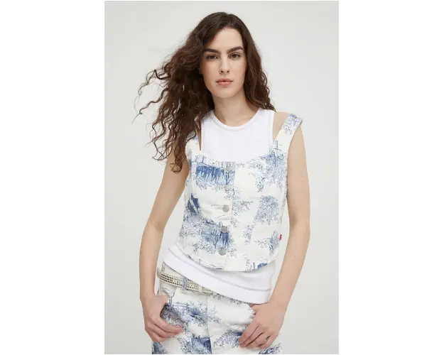 Levi's top din denim culoarea alb, modelator