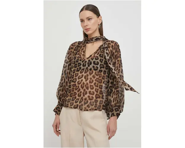 BA&SH bluza femei, culoarea maro, modelator