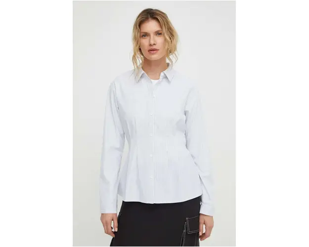 Résumé camasa femei, culoarea alb, cu guler clasic, slim