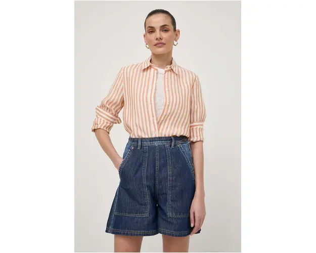 Weekend Max Mara camasa de in culoarea portocaliu, cu guler clasic, regular 2415110000000