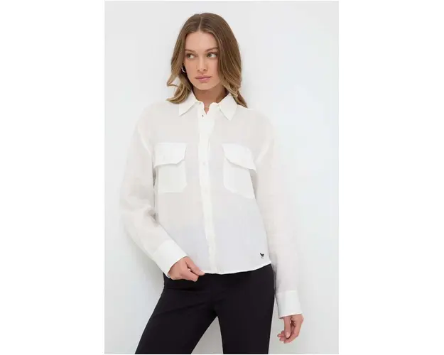Weekend Max Mara camasa de in culoarea alb, cu guler clasic, relaxed 2415110000000