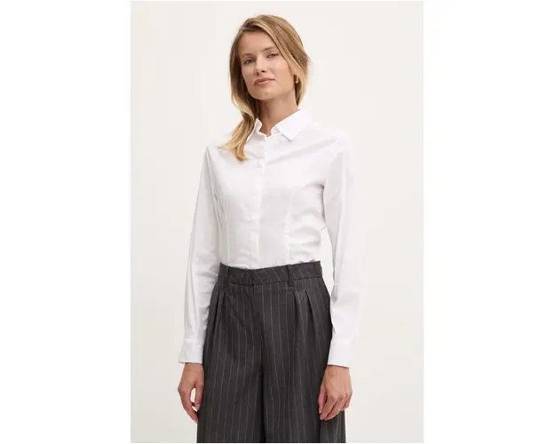 United Colors of Benetton camasa femei, culoarea alb, cu guler clasic, regular