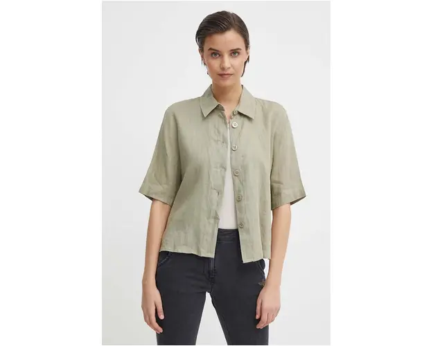 United Colors of Benetton camasa de in culoarea verde, cu guler clasic, regular