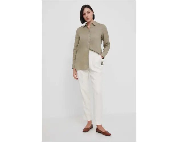 United Colors of Benetton camasa de in culoarea verde, cu guler clasic, regular