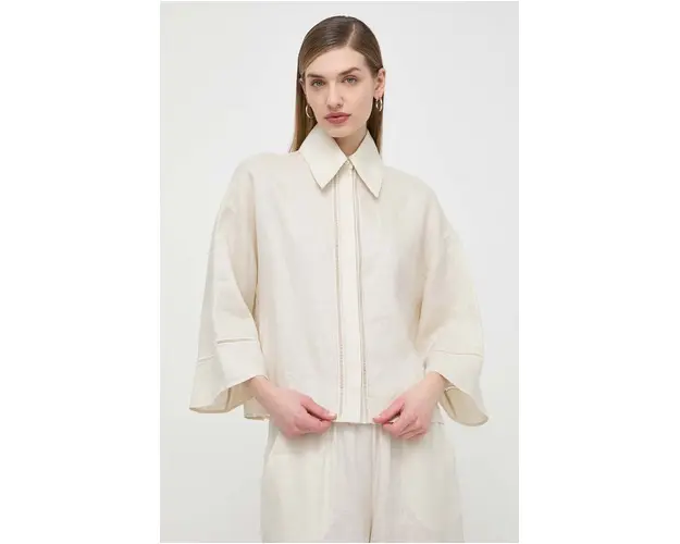 Max Mara Leisure camasa de in culoarea bej, cu guler clasic, relaxed 2416110000000