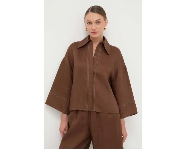 Max Mara Leisure camasa de in culoarea maro, cu guler clasic, relaxed 2416110000000
