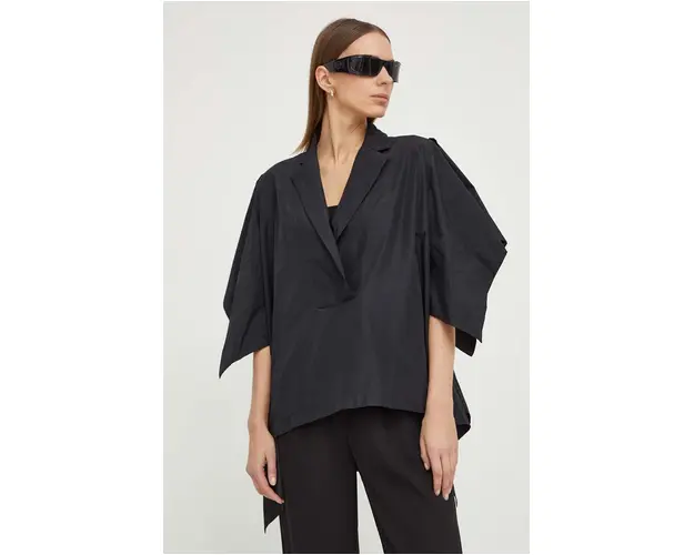 MMC STUDIO bluza femei, culoarea negru, neted