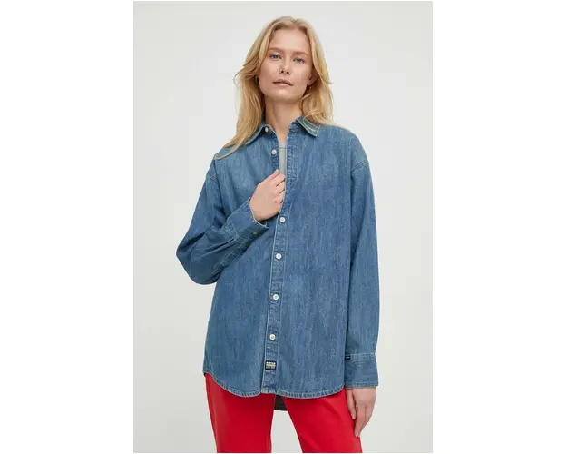 G-Star Raw camasa jeans femei, cu guler clasic, relaxed