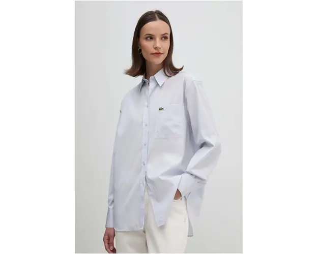 Lacoste camasa din bumbac femei, cu guler clasic, relaxed