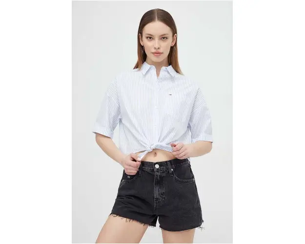 Tommy Jeans camasa din bumbac femei, cu guler clasic, relaxed DW0DW17809