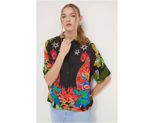 Desigual camasa femei, cu guler clasic, relaxed