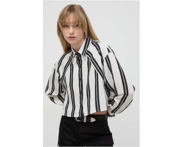 IRO camasa femei, culoarea bej, cu guler clasic, relaxed