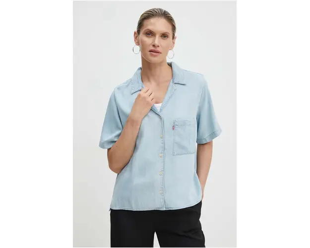 Levi's camasa jeans femei, cu guler clasic, relaxed