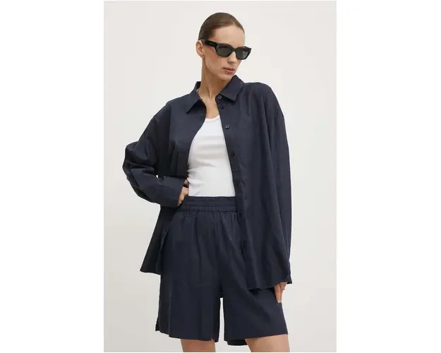 Gestuz camasa de in culoarea albastru marin, cu guler clasic, relaxed, 10909102