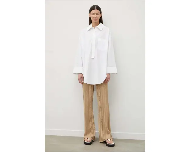 By Malene Birger bluza din bumbac femei, culoarea alb, neted