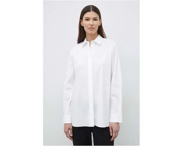 Theory camasa femei, culoarea alb, cu guler clasic, regular