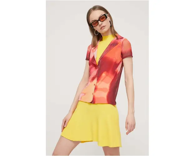 Desigual camasa NEREA femei, culoarea portocaliu, cu guler clasic, regular, 24SWTKA9